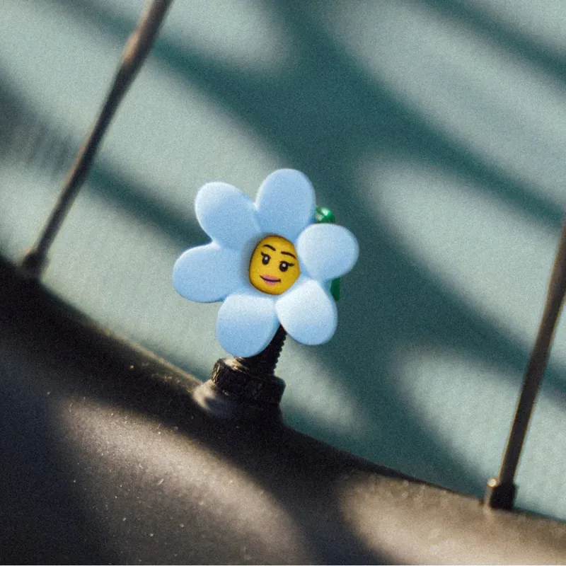 Brick Caps presta blue flower Valve Caps Pair	