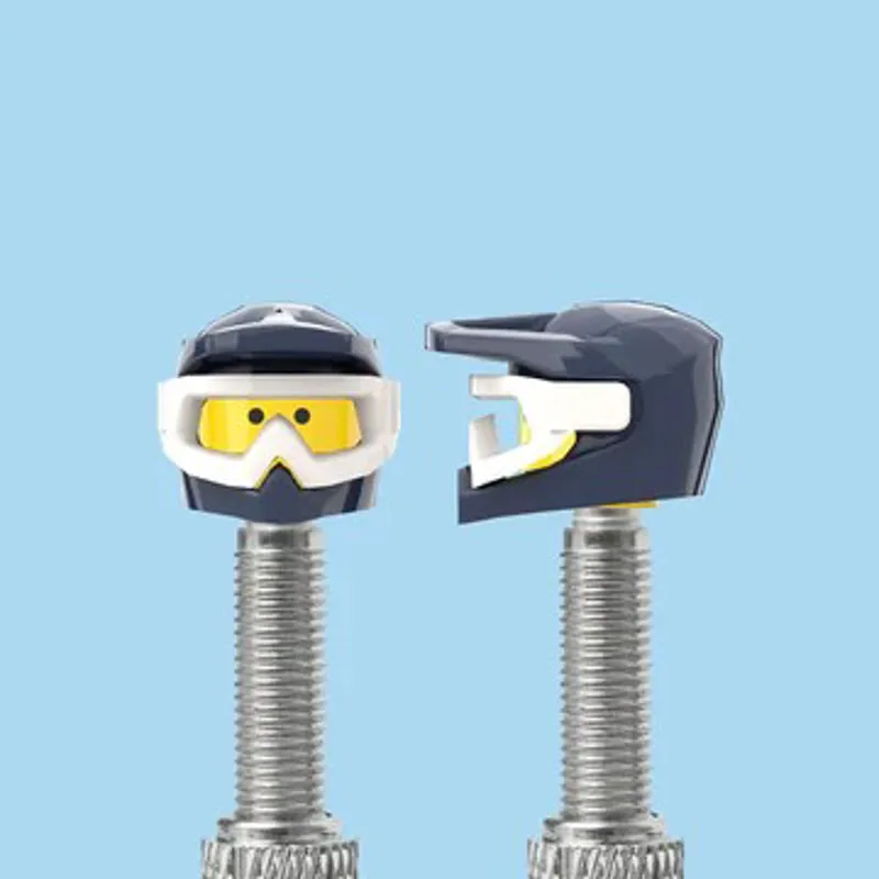 Brick Caps presta blue fullface Valve Caps Pair	