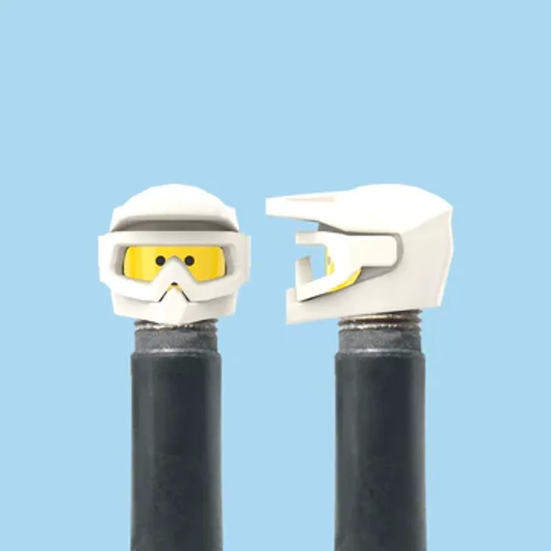 Brick Cap schrader white fullface Valve Caps Pair