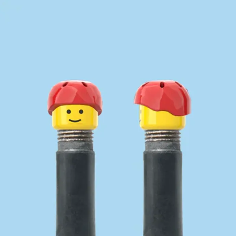 Brick Club schrader red pot valve caps pair