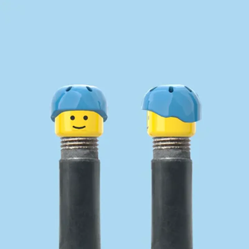 Brick Caps schrader light blue pot valve caps pair