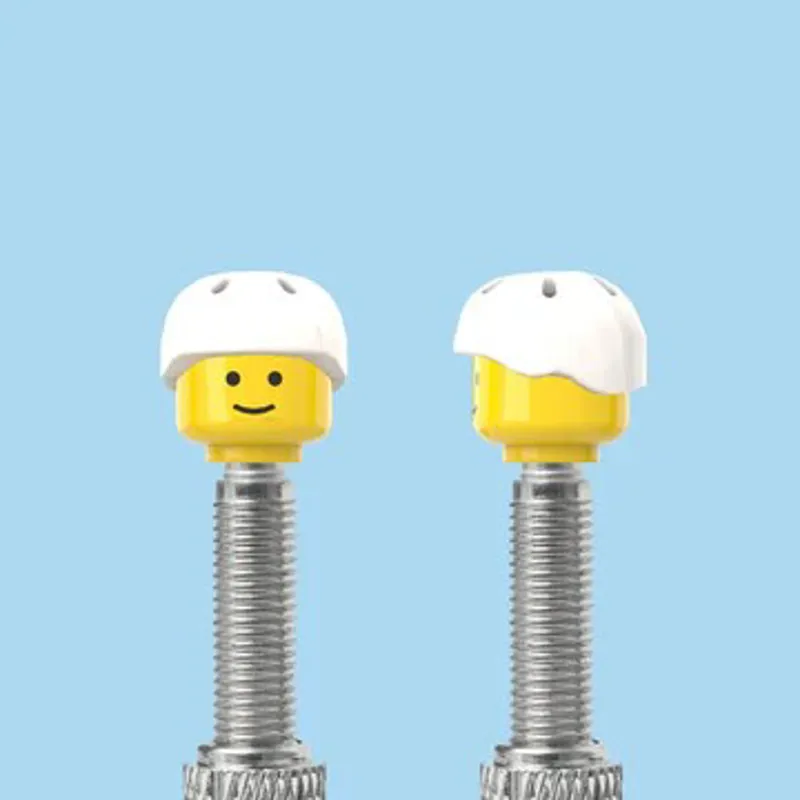 Brick Cap presta white pot Valve Caps Pair	