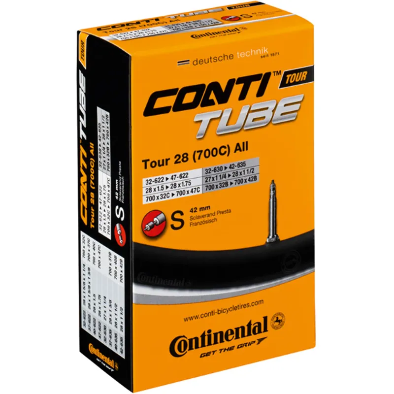 Continental Tour Tube - Presta 60mm Valve: 700X32- 47C BLACK 700x32-47c